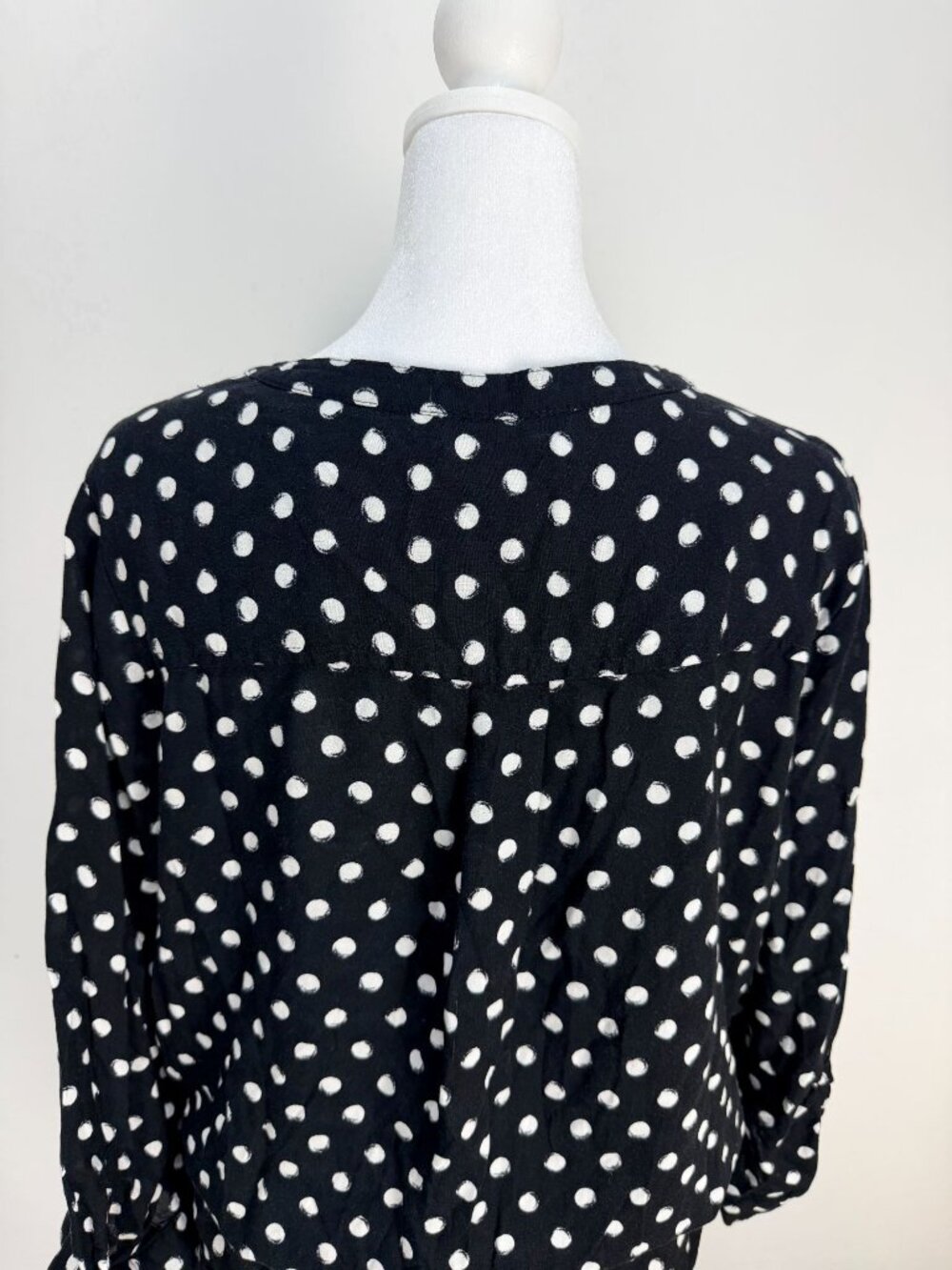 Croft & Barrow Womens XL Polka Dot Blouse Black White Peplum Tunic Top - Picture 12 of 14